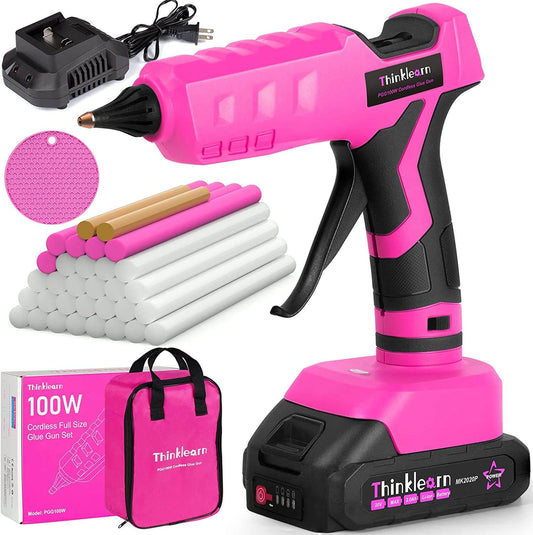 ThinkLearn Pink 20V Cordless Hot Glue Gun Set-TL1011