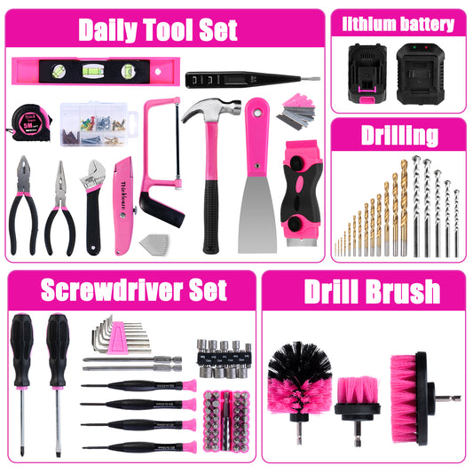 ThinkLearn Pink Tool Kit with 20V Cordless Drill -TL1017