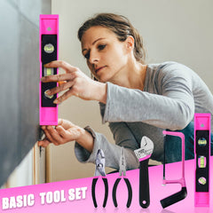 ThinkLearn 205Pcs Pink Tool Set with 3.6V Electric Screwdriver-TL1016